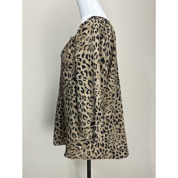 Loft Womens Animal Print Blouse V-Neck Size XL Blouse Tunic Top - Picture 5 of 11